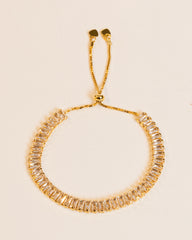 Pulseira Riviera Baguete Zircônia Gravata Banho Ouro 18K