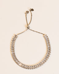 Pulseira Riviera Baguete Zircônia Gravata Banho Ródio Branco