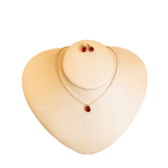 Conjunto Riviera Gota Cristal Vermelho Ouro