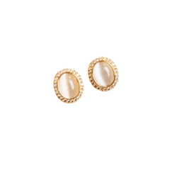 Conjunto Olho de Gato Oval Cravejado Ouro