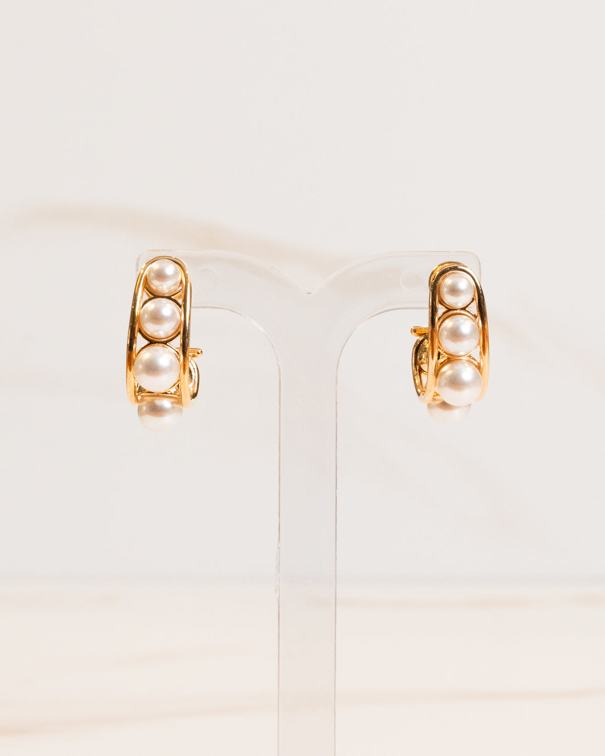 Argola Oval Perolas Banho Ouro 18K