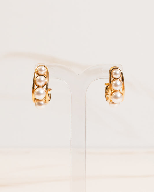 Argola Oval Perolas Banho Ouro 18K