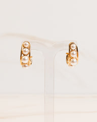 Argola Oval Perolas Banho Ouro 18K