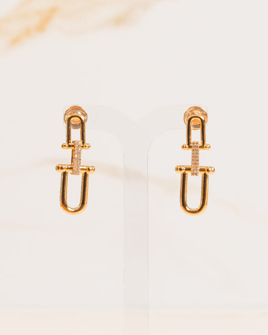 Brinco Elos Interligados Base Centro Zircônias Banho Ouro 18K