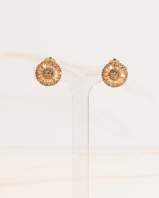 Brinco de Pressão Pizza Cravejado com Zircônias Banho Ouro 18K