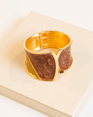 Bracelete Articulado Resina Marrom e Dourado
