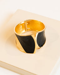 Bracelete Articulado Resina Preta e Dourado