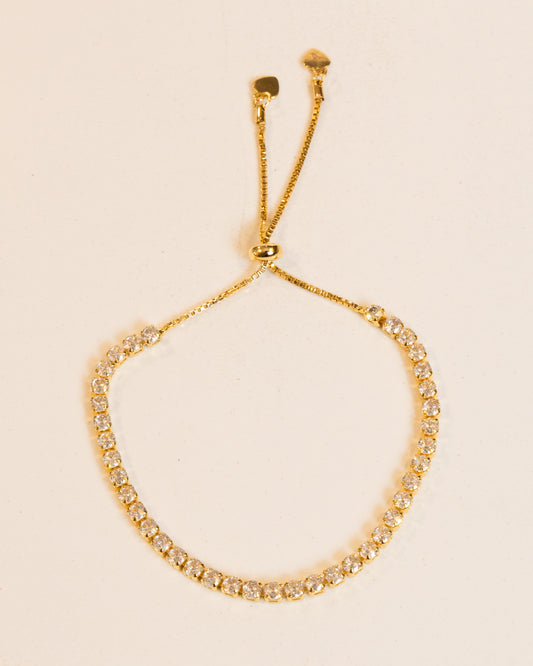 Pulseira Riviera Zircônia Gravata Banho Ouro 18K