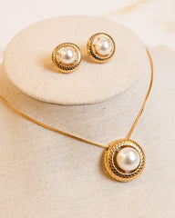 Conjunto de Pérola Base Dourada Banho Ouro 18K