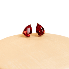 Conjunto Riviera Gota Cristal Vermelho Ouro