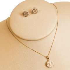 Conjunto Colar e Brincos Redondo Pizza Ouro