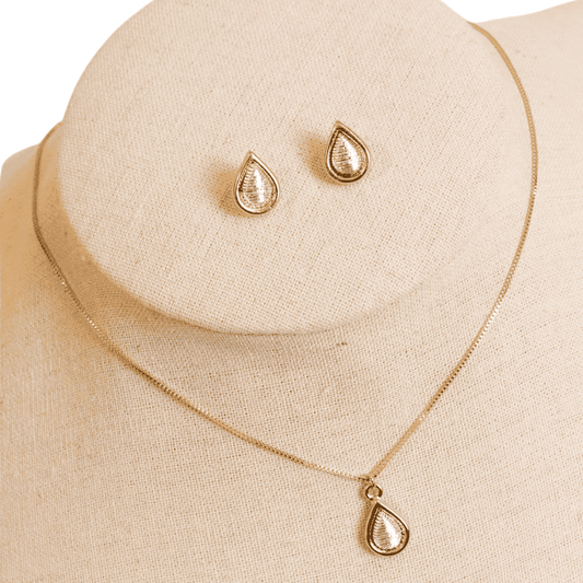 Conjunto Colar e Brincos Gota Ouro