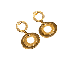 Brinco Círculos Orgânico Dourado Fosco Ouro