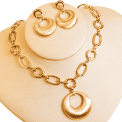 Colar Círculos Dourado Fosco Acetinado Ouro