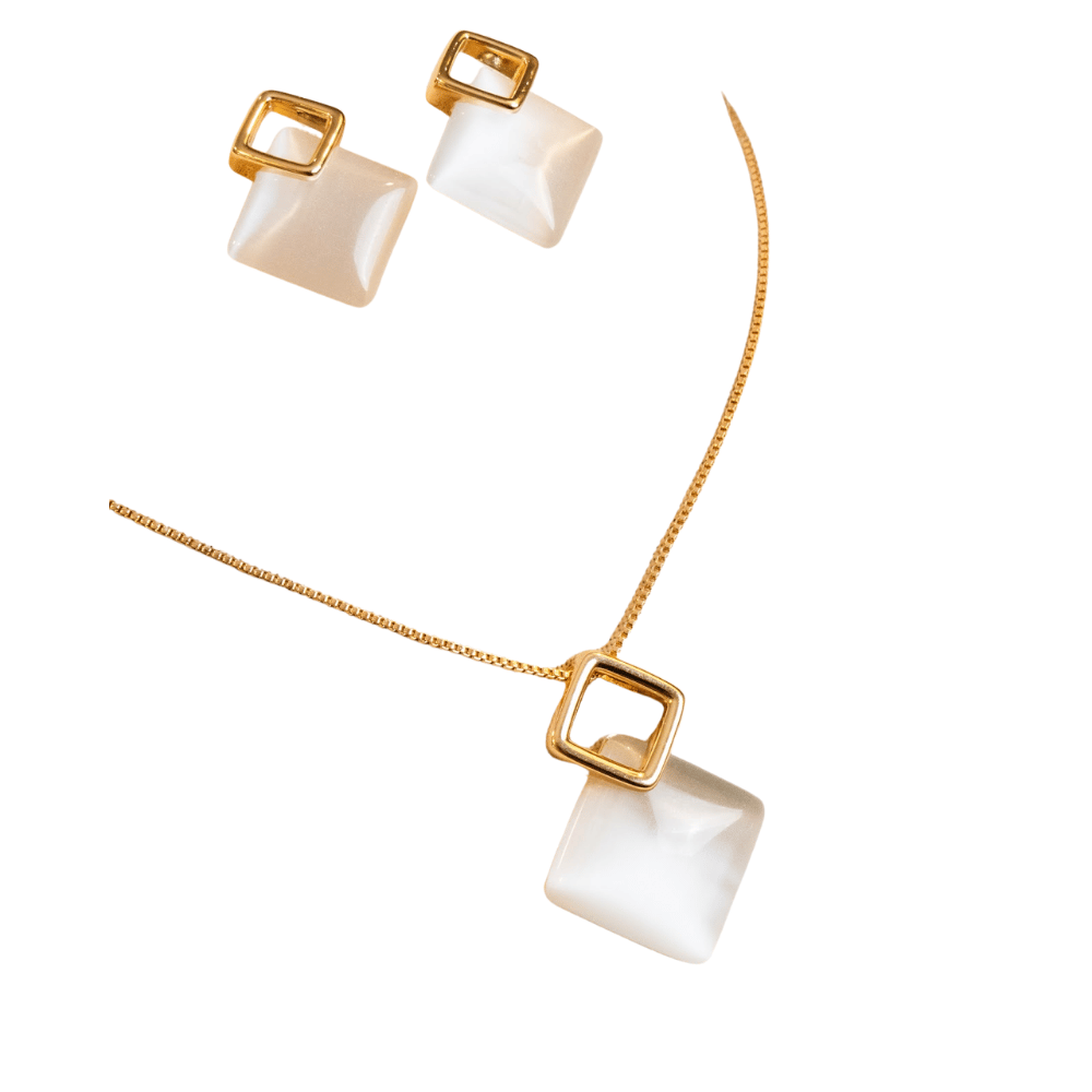 Conjunto Olho de Gato Losango Ouro