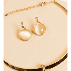 Conjunto Olho de Gato Aro Gota Ouro