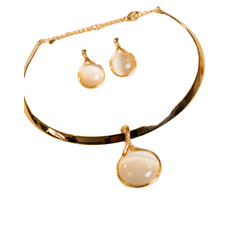 Conjunto Olho de Gato Aro Gota Ouro