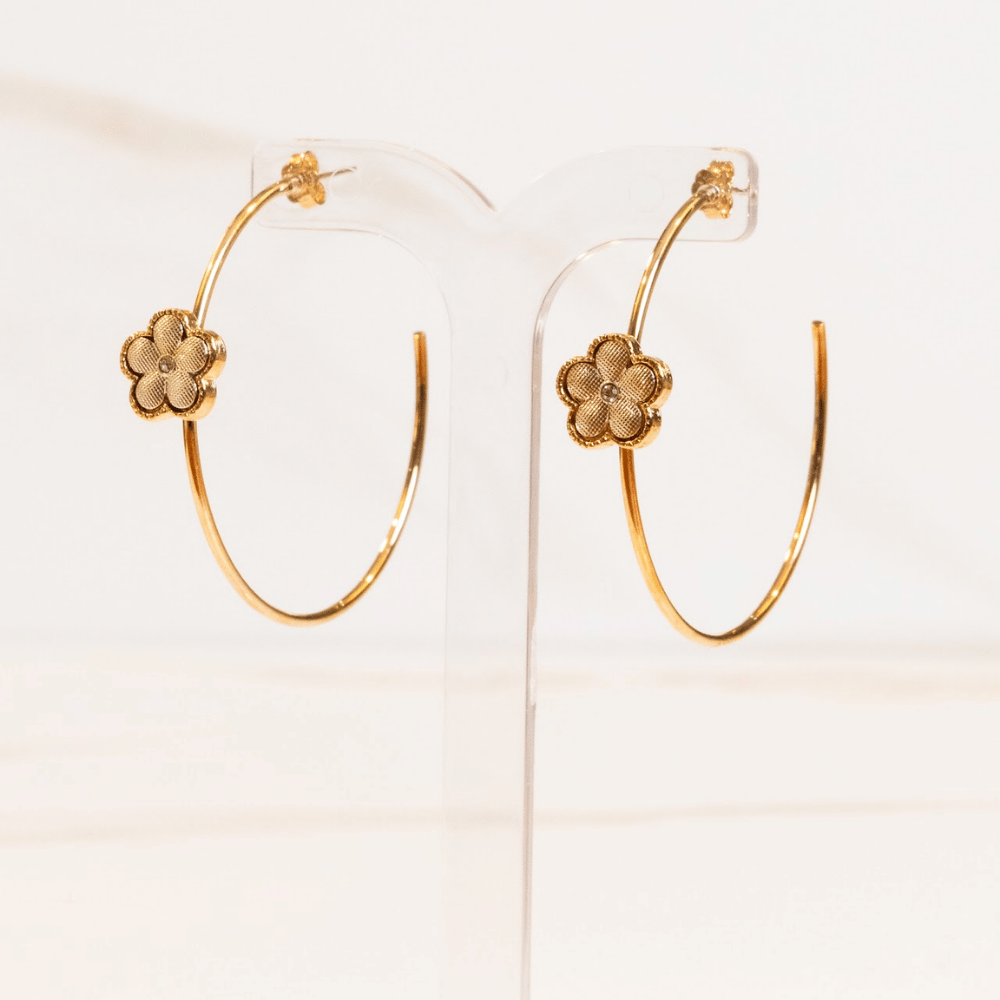 Argola Meia Lua M Flor Ouro