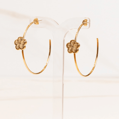 Argola Meia Lua M Flor Ouro