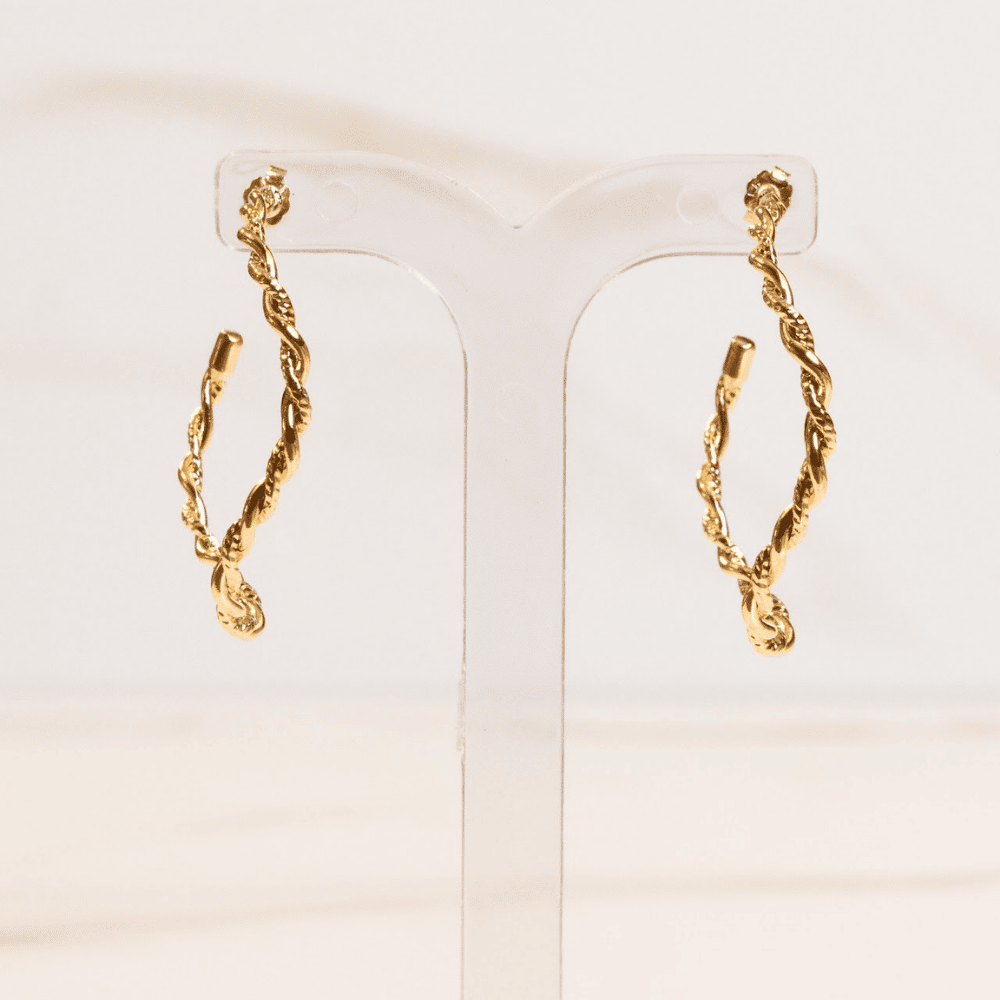Argola Entrelaçada Ondulada Ouro