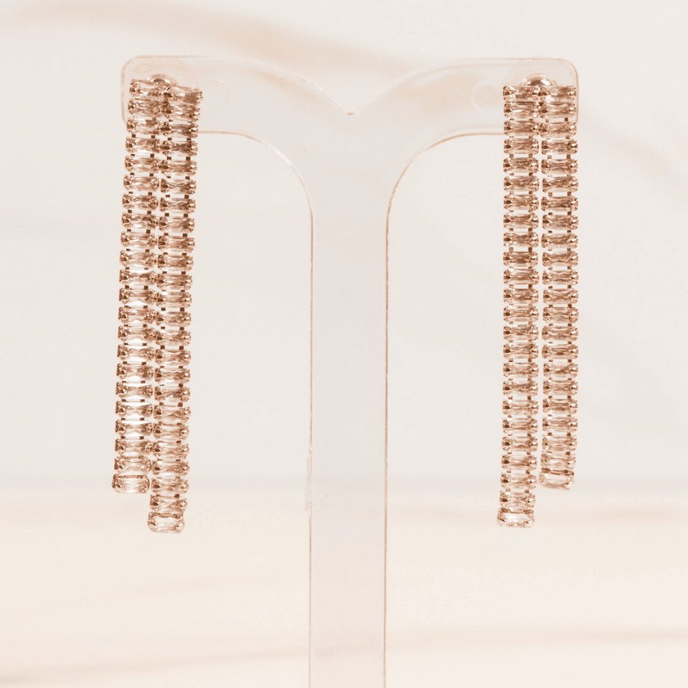 Brinco Riviera Baguete Retangular Ouro