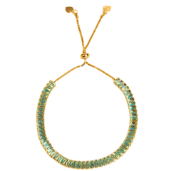 Pulseira Riviera Baguete Azul Tiffany Ouro