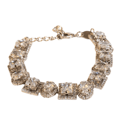 Pulseira Festa Zircônia Quadrada Oval Ródio Branco