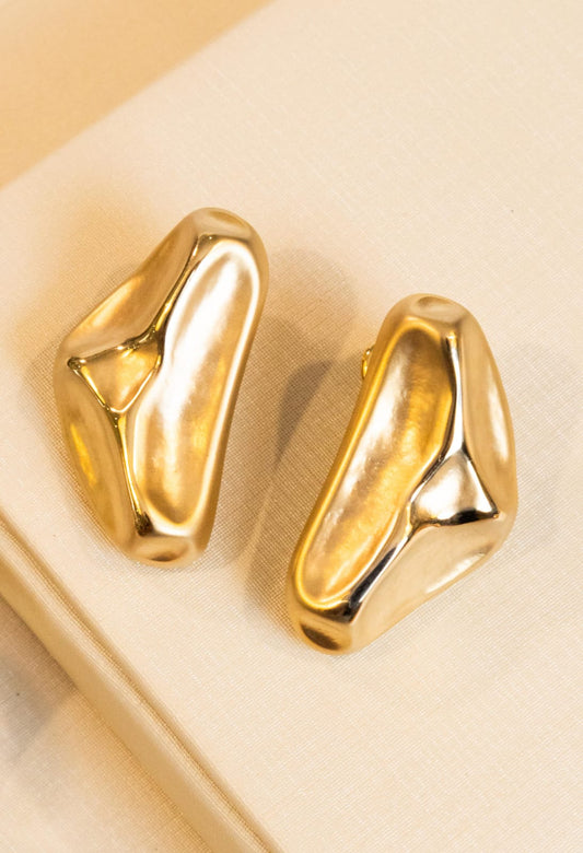 Brinco Orgânico Fosco Banho Ouro 18k